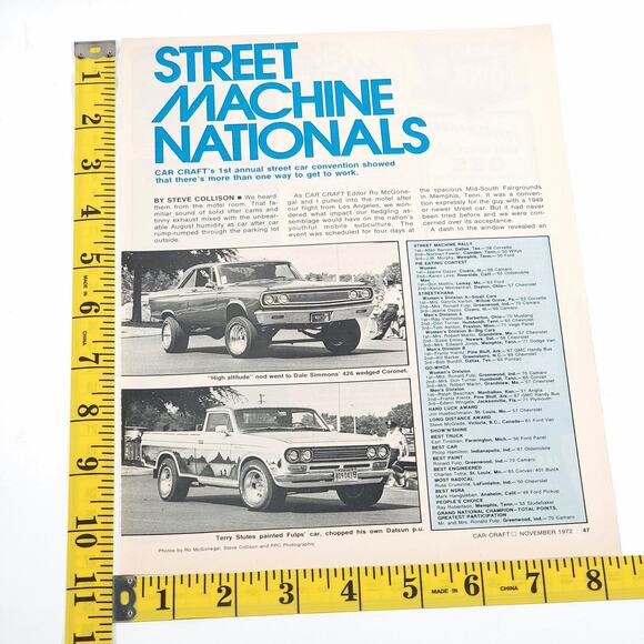 1972 1st Annual Car Craft Street Machine Nationals 7-Page Article 8" x 11" - Picture 2 of 16
